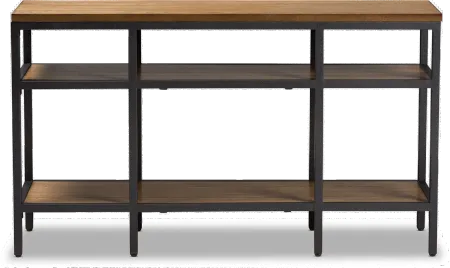 Rustic Industrial Brown and Black Console Table