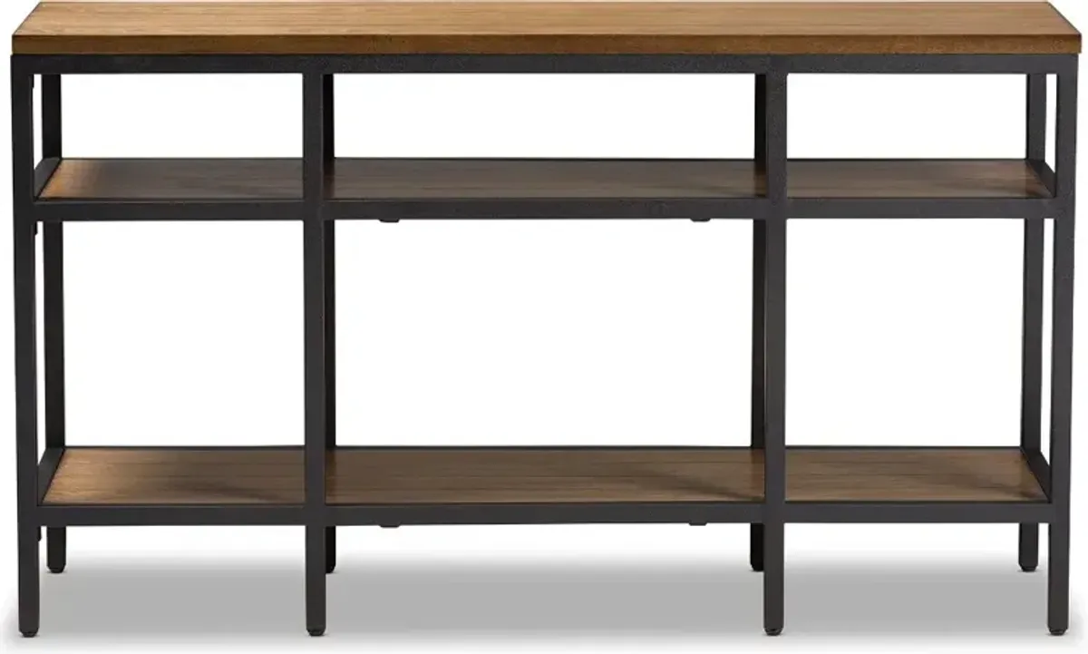 Rustic Industrial Brown and Black Console Table