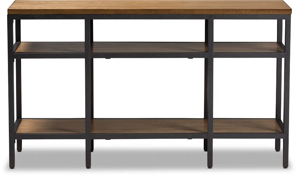 Rustic Industrial Brown and Black Console Table