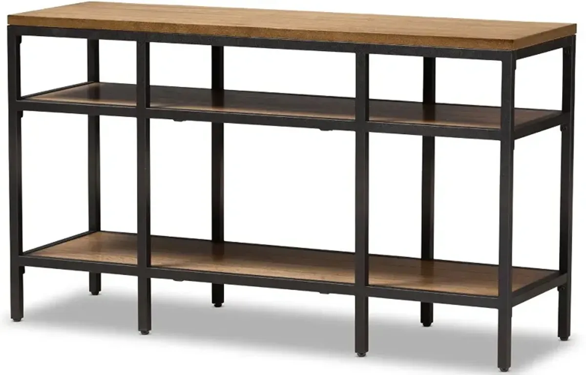 Rustic Industrial Brown and Black Console Table