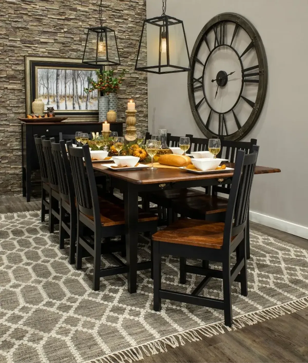 Saber Maple and Black 5 Piece Dining Set