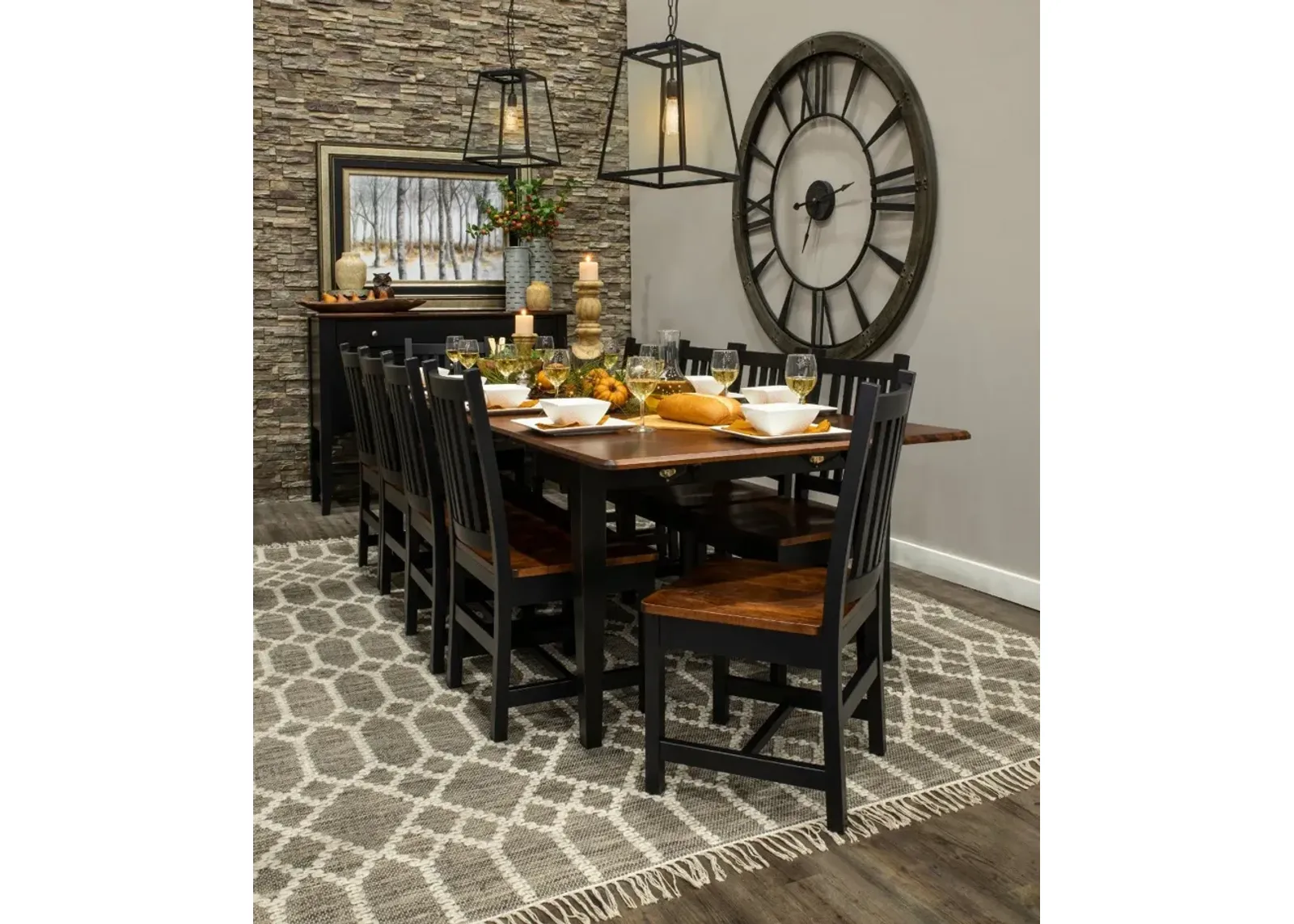 Saber Maple and Black 5 Piece Dining Set with Ladder Back Chairs