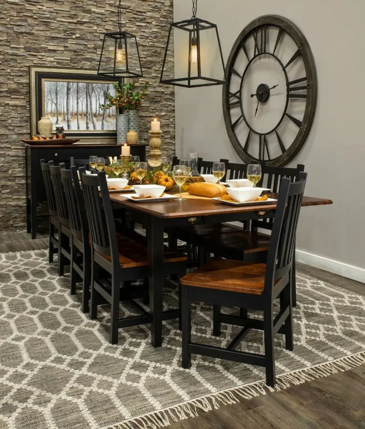 Saber Maple and Black 5 Piece Dining Set with Ladder Back Chairs