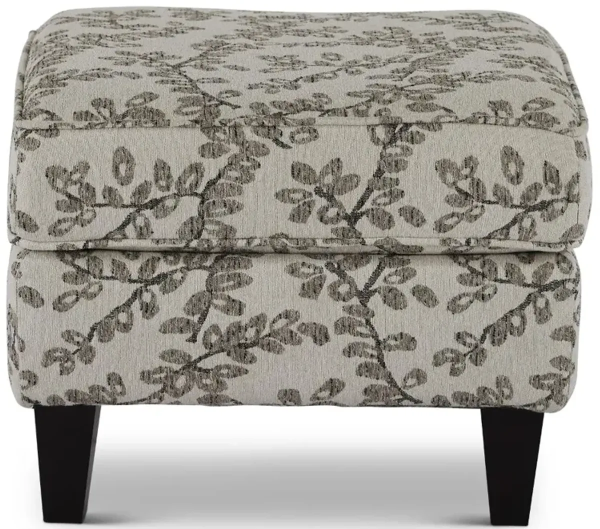 Loren Neutral Leaf-Print Ottoman