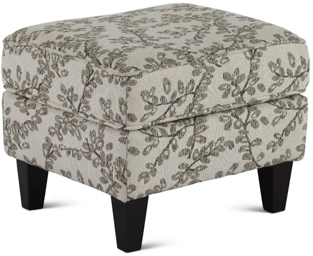 Loren Neutral Leaf-Print Ottoman