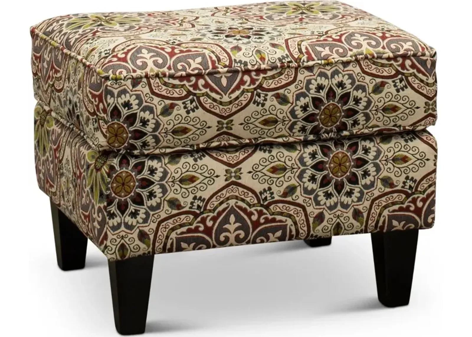 Loren Red and Green Ottoman