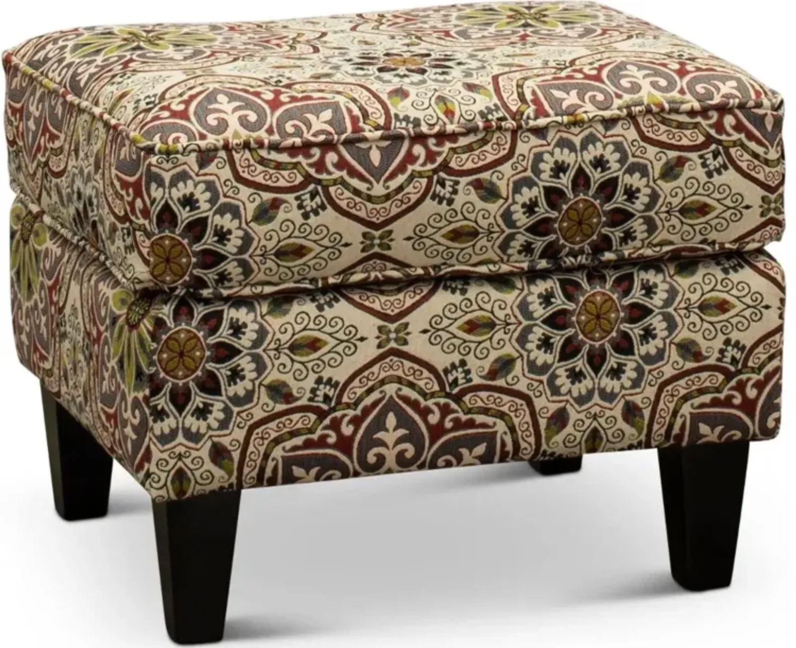 Loren Red and Green Ottoman