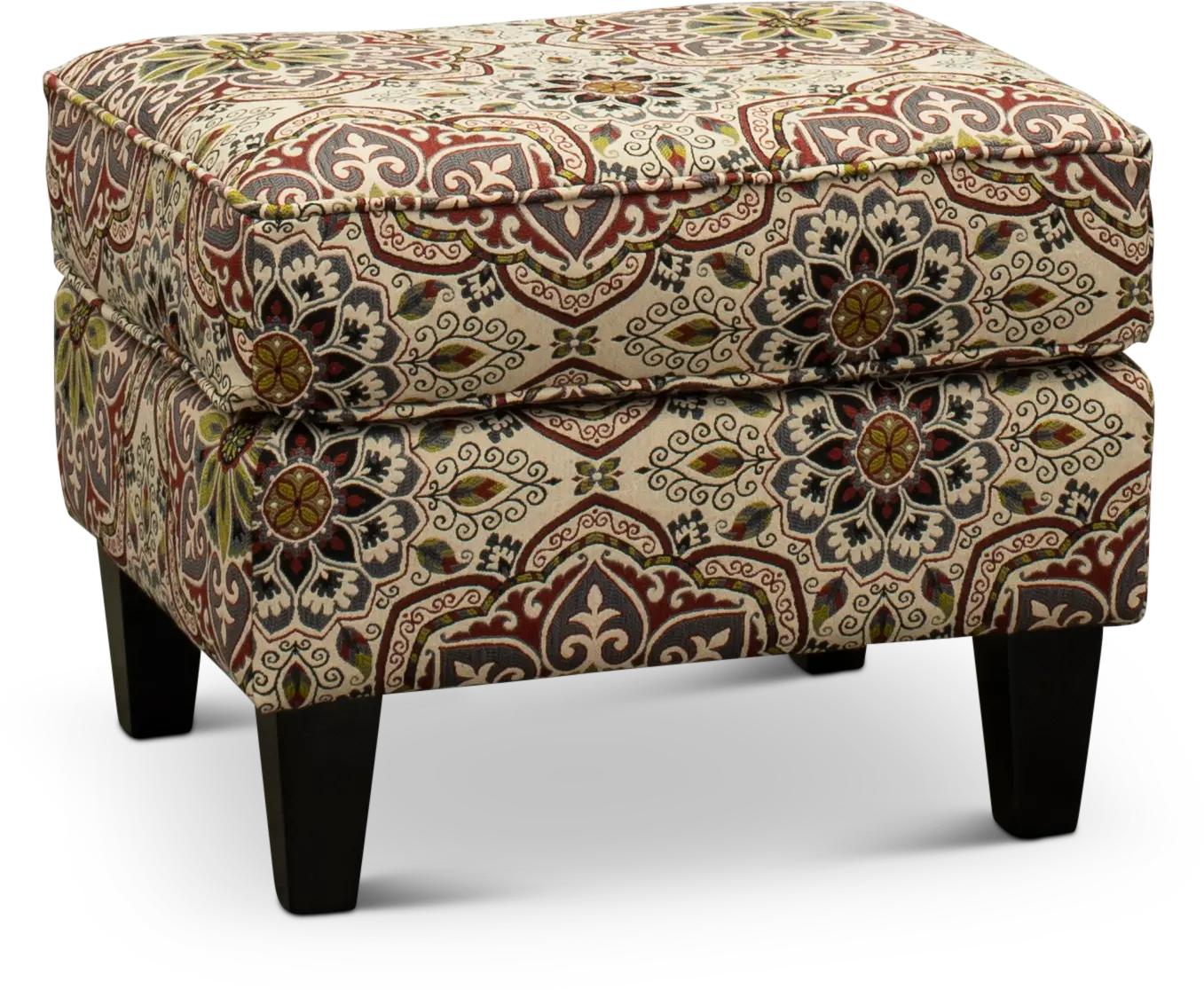 Loren Red and Green Ottoman