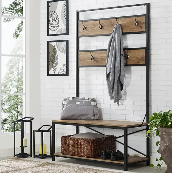 2-Tier Rectangular Coffee Table with Storage Shelf and X-Shaped