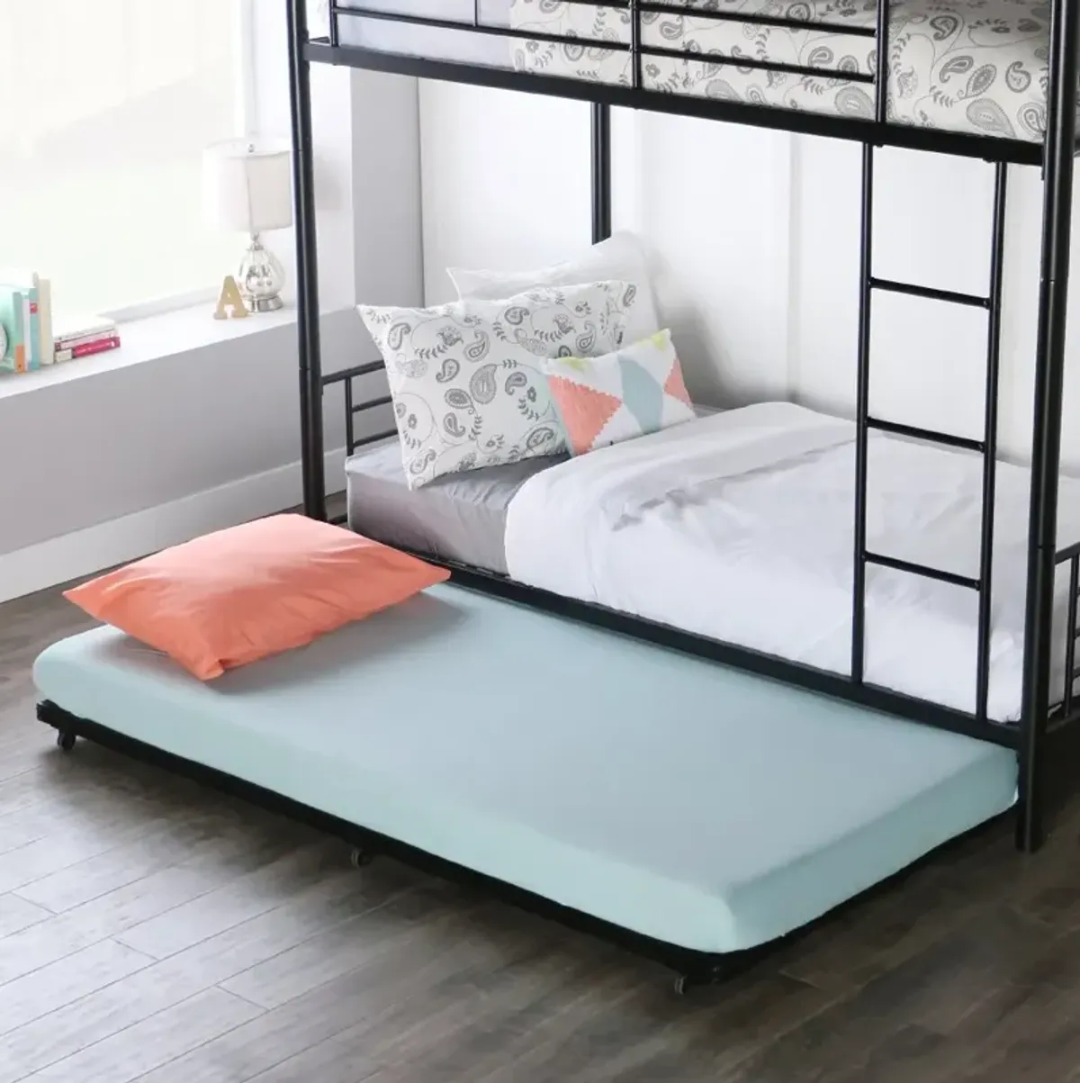 Black Roll-Out Twin Metal Trundle Bed - Walker Edison