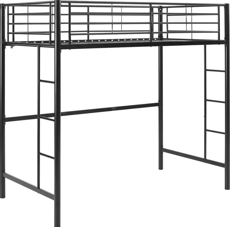 Premium Black Metal Twin Loft Bed - Walker Edison