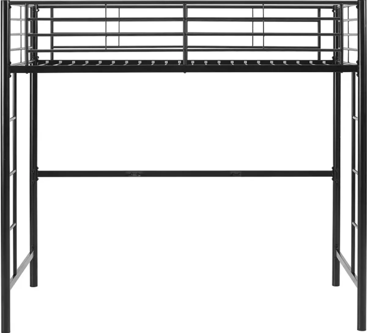 Premium Black Metal Twin Loft Bed - Walker Edison