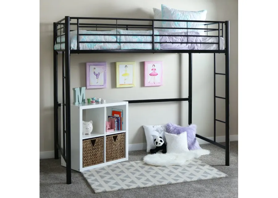 Premium Black Metal Twin Loft Bed - Walker Edison