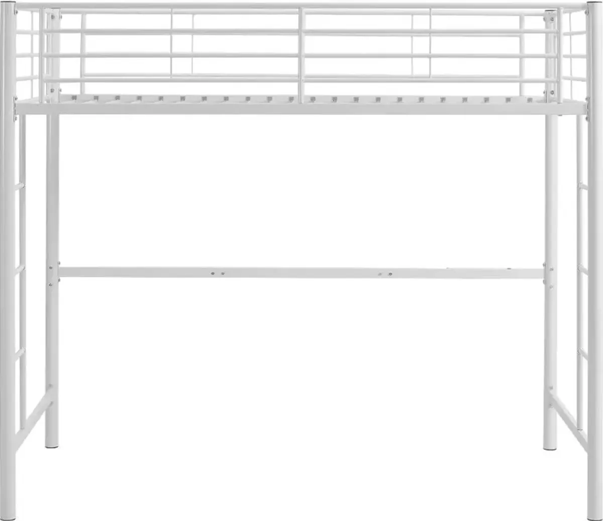 Premium White Metal Twin Loft Bed - Walker Edison