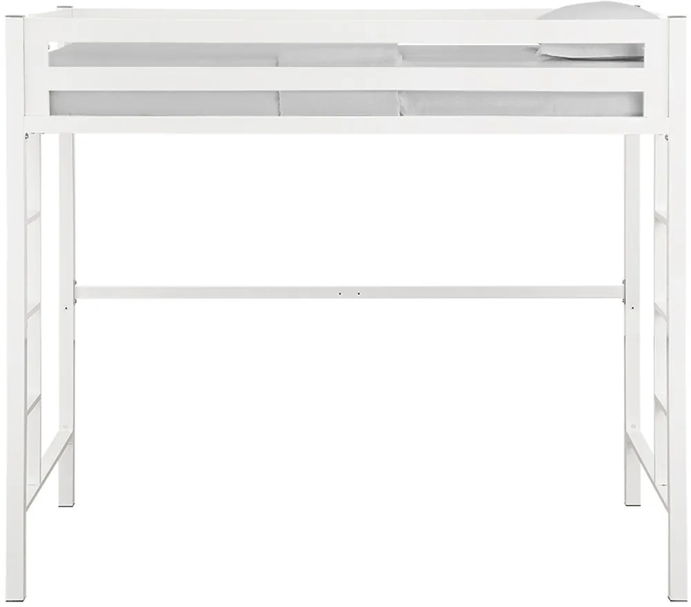 Bentley Premium Deluxe White Twin Metal Loft Bed - Walker Edison