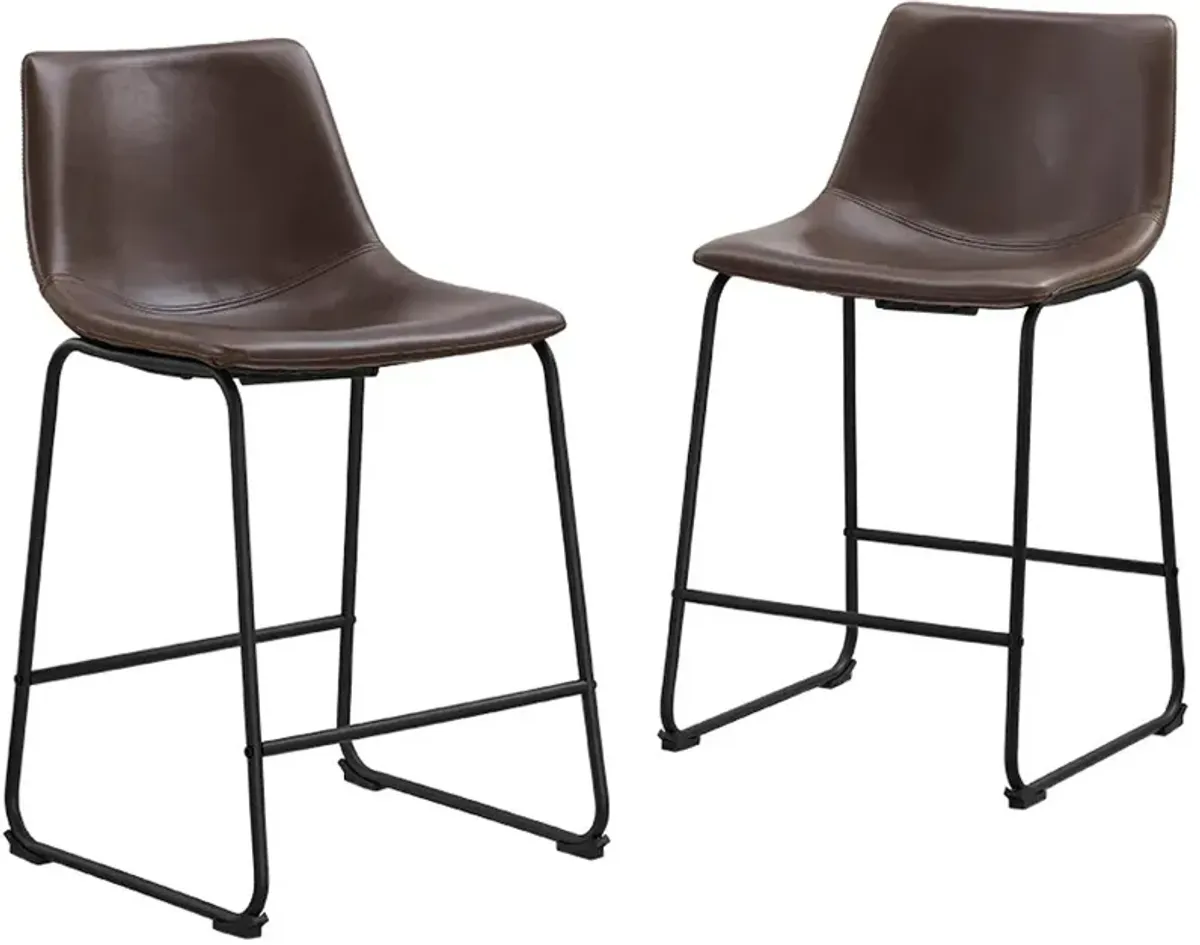 Slope Brown Counter Height Stool, Set of 2