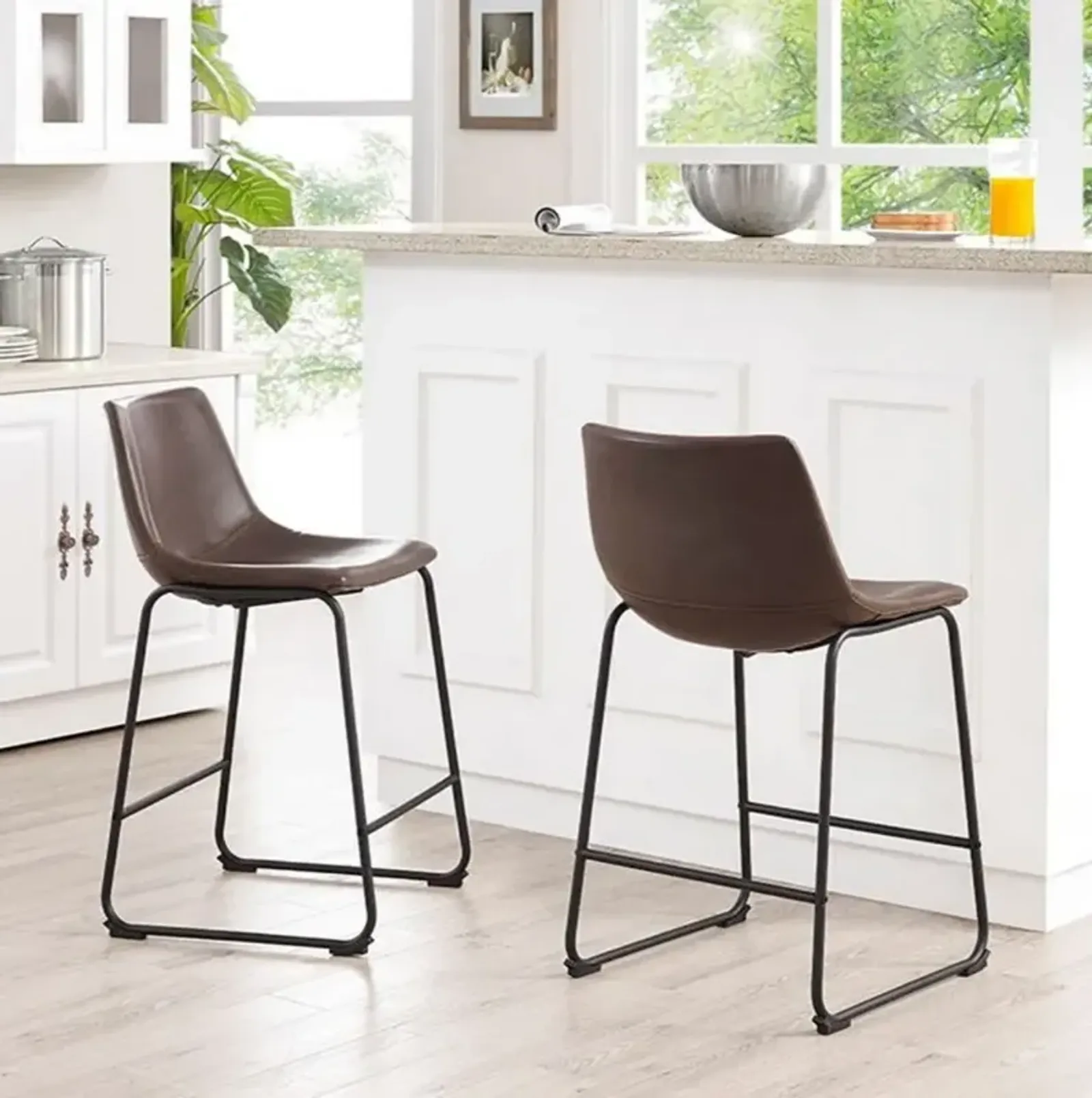 Slope Brown Counter Height Stool, Set of 2