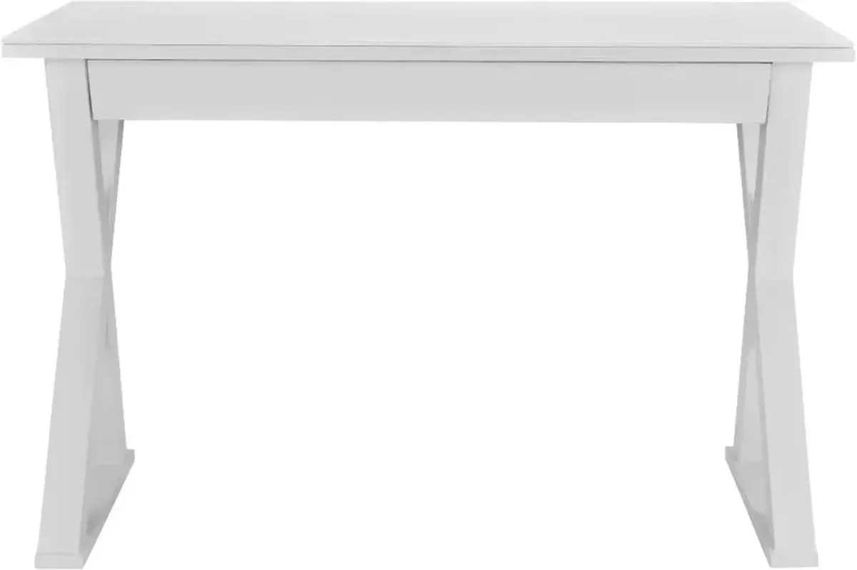 White 48 Inch Metal and Glass Desk - Walker Edison