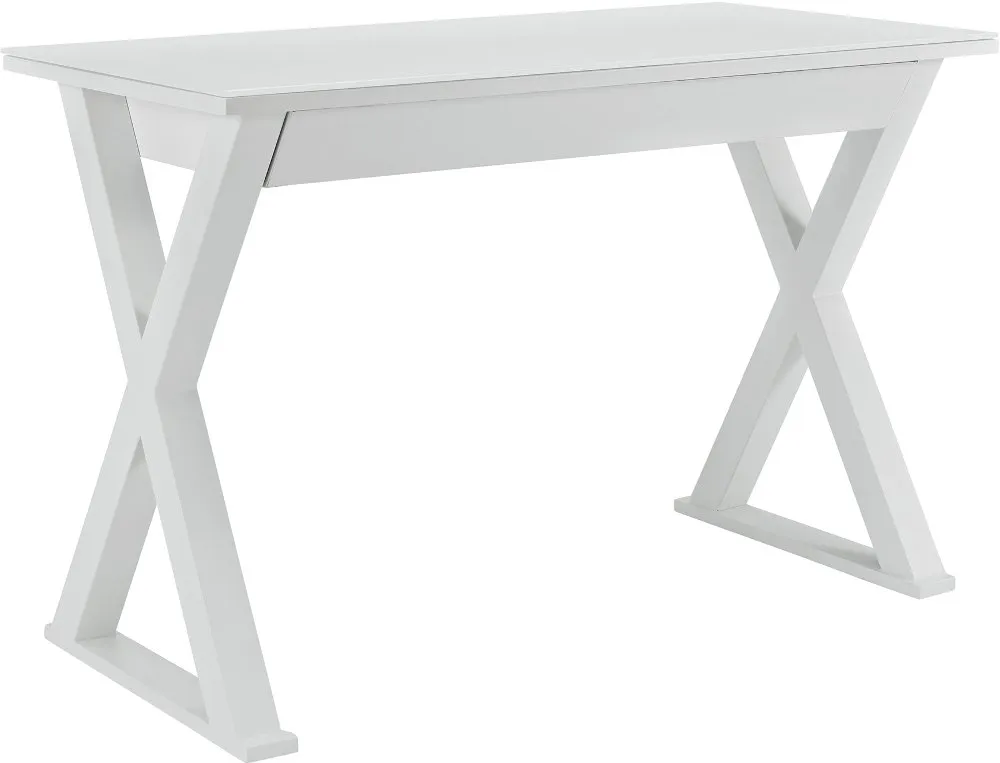 White 48 Inch Metal and Glass Desk - Walker Edison