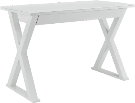 White 48 Inch Metal and Glass Desk - Walker Edison