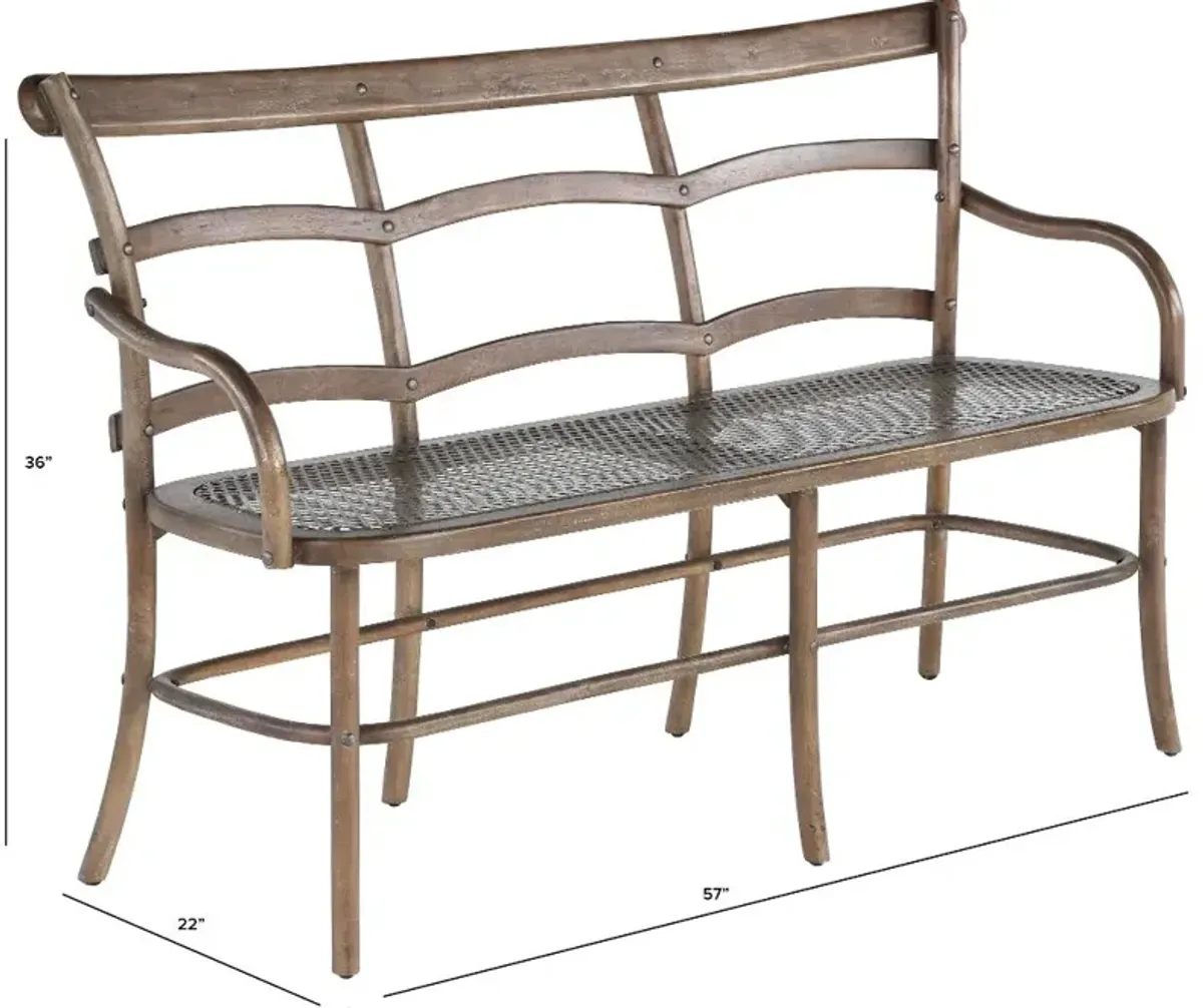 Timberwood Three Seater Bench with Metal Mesh Seat - Soulan