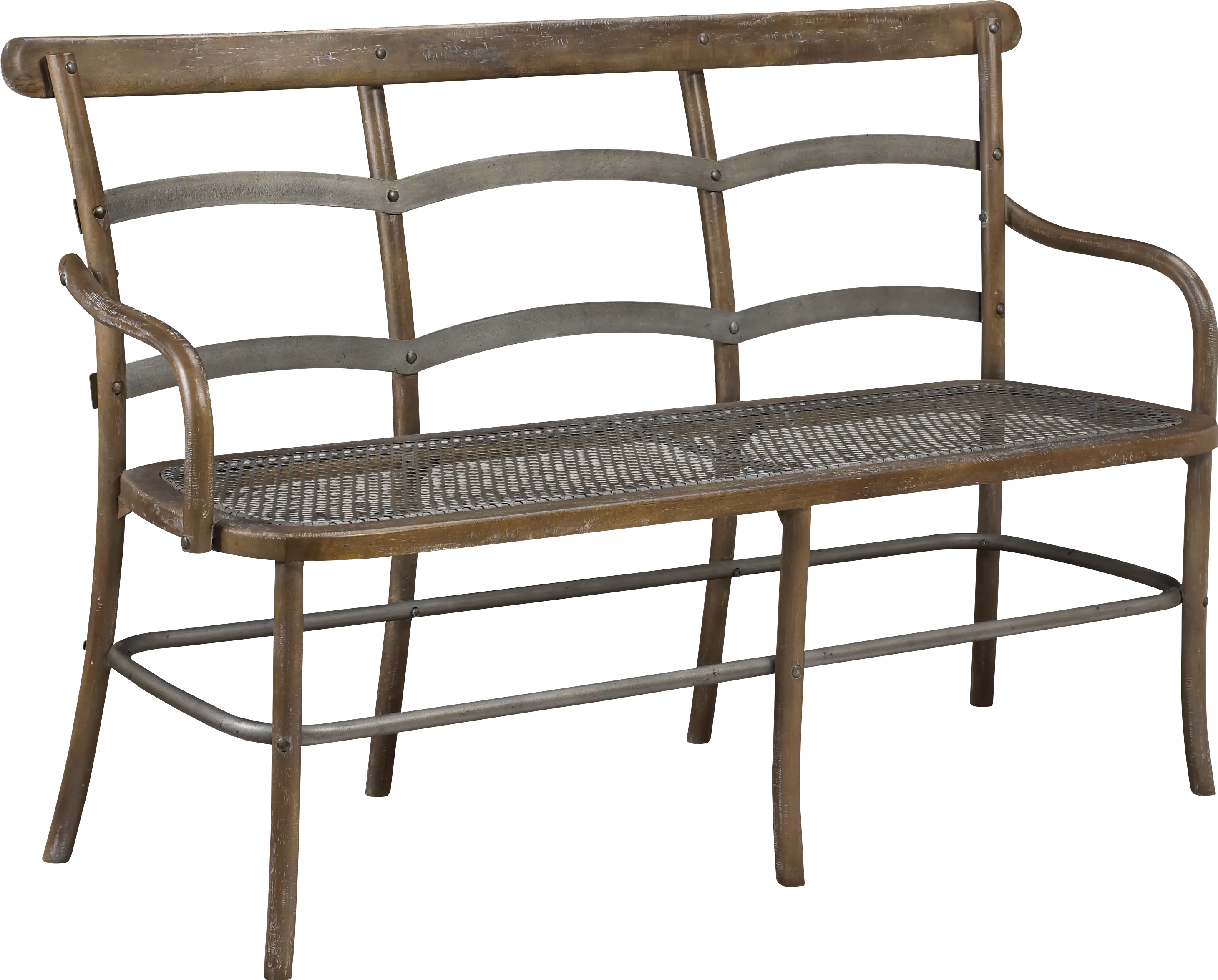Timberwood Three Seater Bench with Metal Mesh Seat - Soulan