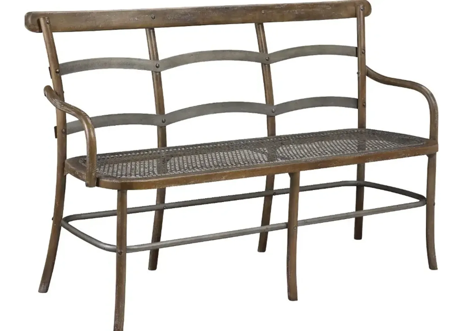 Timberwood Three Seater Bench with Metal Mesh Seat - Soulan