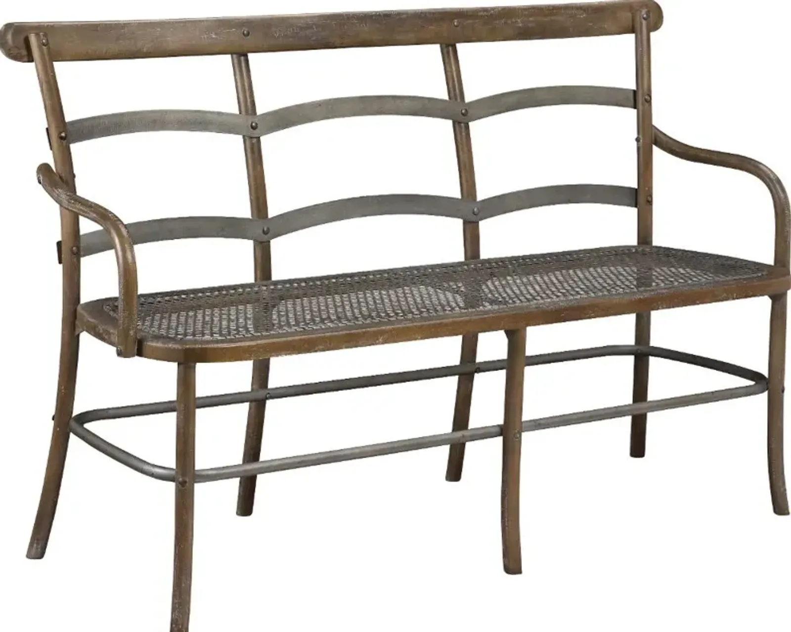 Timberwood Three Seater Bench with Metal Mesh Seat - Soulan