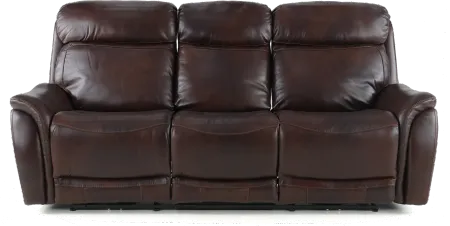 Happy-Happy Brown Leather-Match Dual Power Reclining Sofa