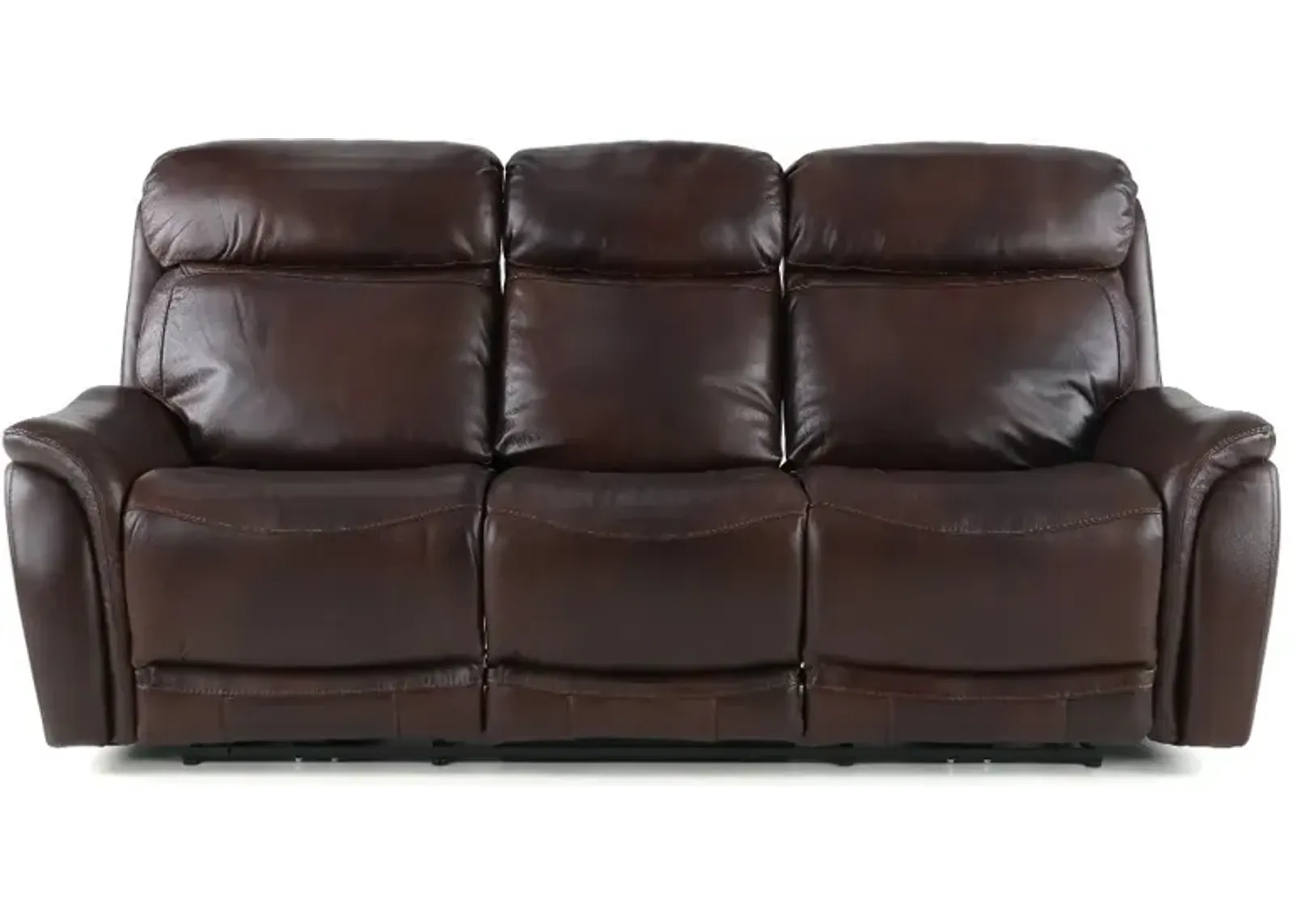 Happy-Happy Brown Leather-Match Dual Power Reclining Sofa