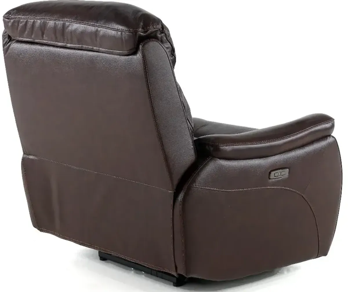 Happy-Happy Brown Leather-Match Power Recliner