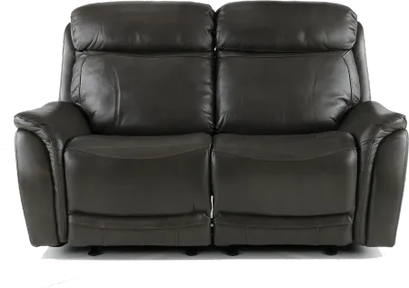 Happy-Happy Gray Leather-Match Power Glider Reclining Loveseat