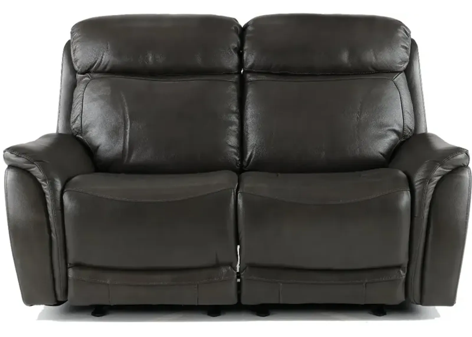 Happy-Happy Gray Leather-Match Power Glider Reclining Loveseat