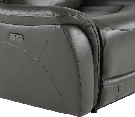 Happy-Happy Gray Leather-Match Power Recliner