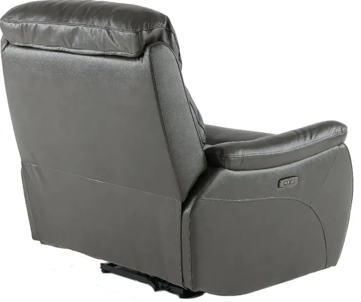 Happy-Happy Gray Leather-Match Power Recliner