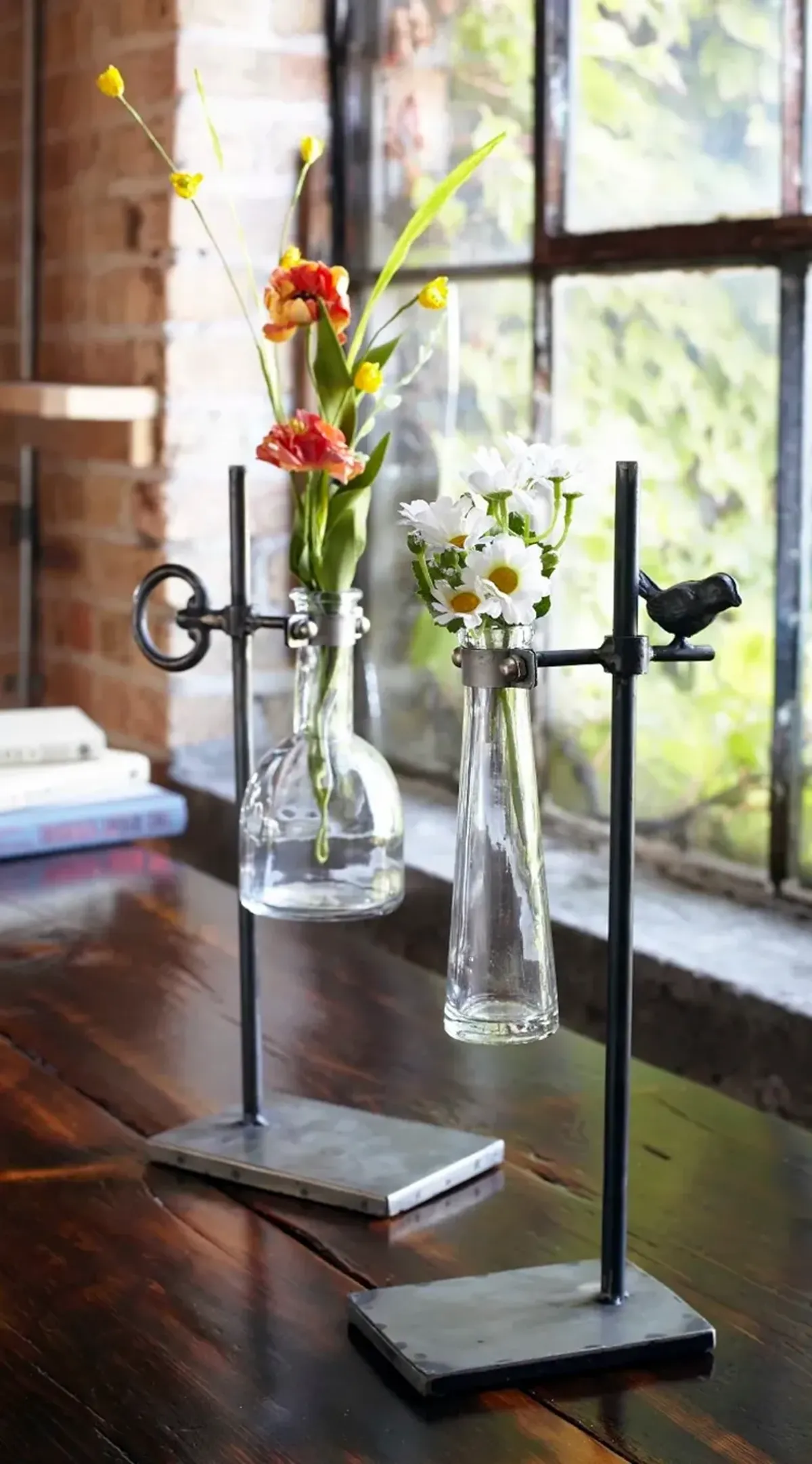 Assorted Glass Vase with Metal Stand