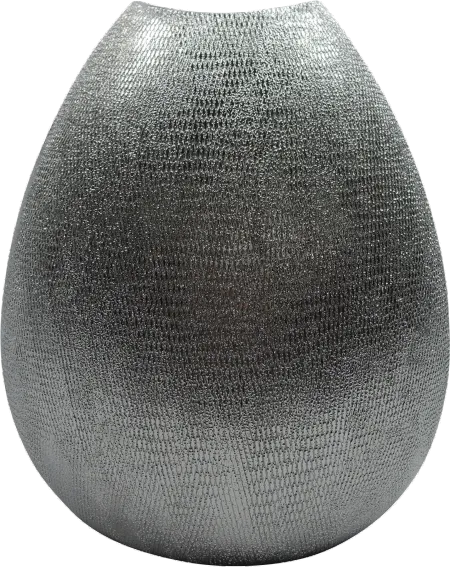 10 Inch Silver Ceramic Vase