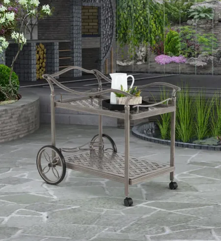 Macan Gray Metal Patio Tea Cart