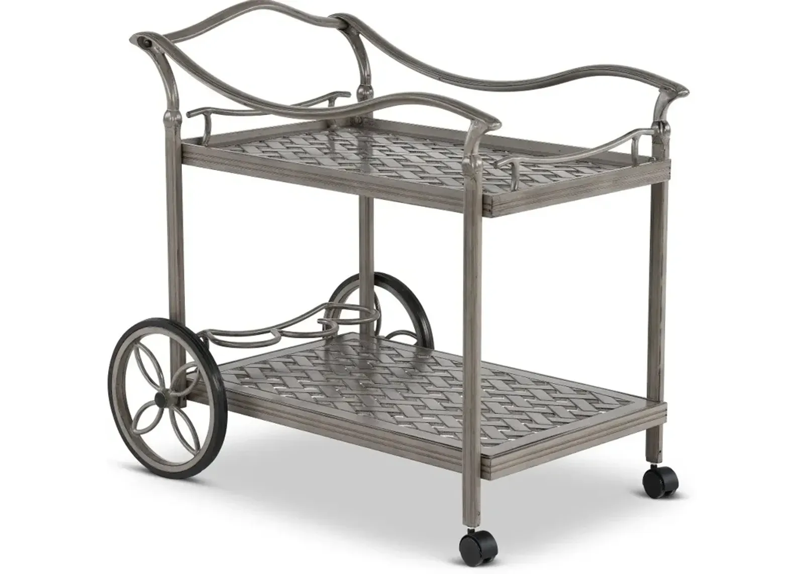 Macan Gray Metal Patio Tea Cart