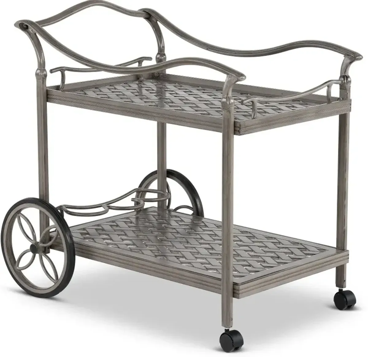 Macan Gray Metal Patio Tea Cart