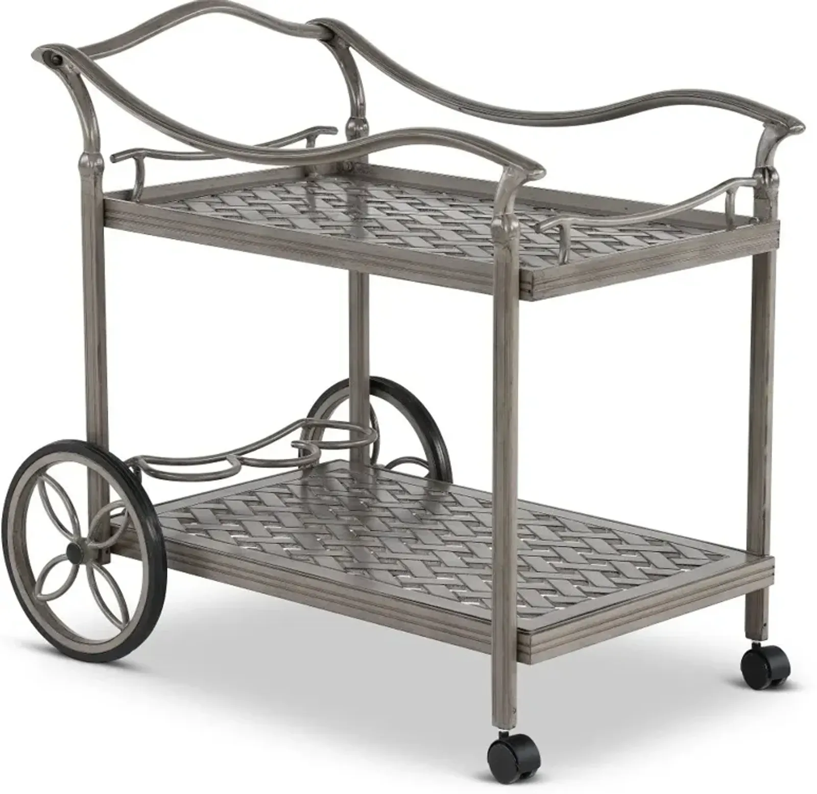 Macan Gray Metal Patio Tea Cart