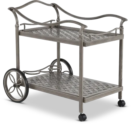 Macan Gray Metal Patio Tea Cart