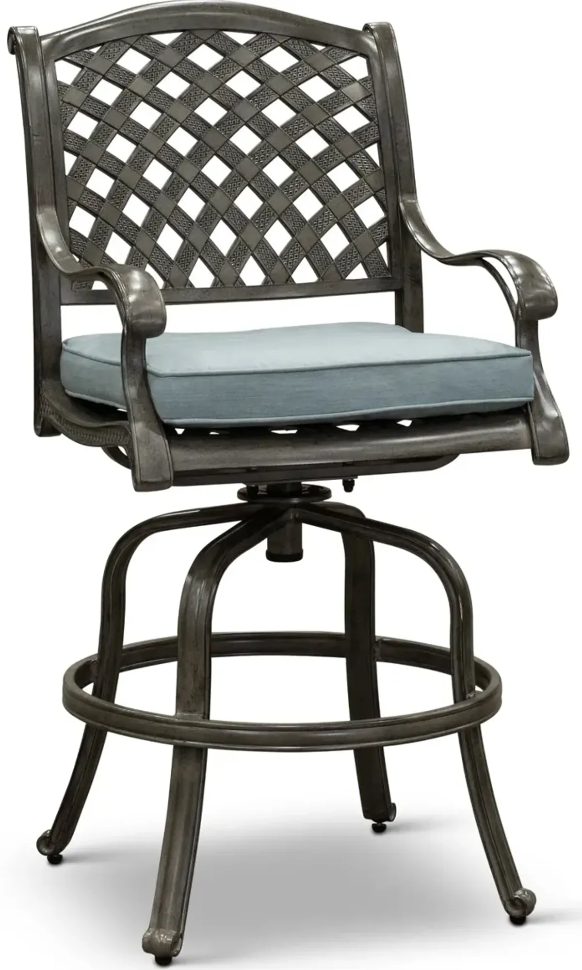 Macan Gray Metal Swivel Patio Counter Height Stool