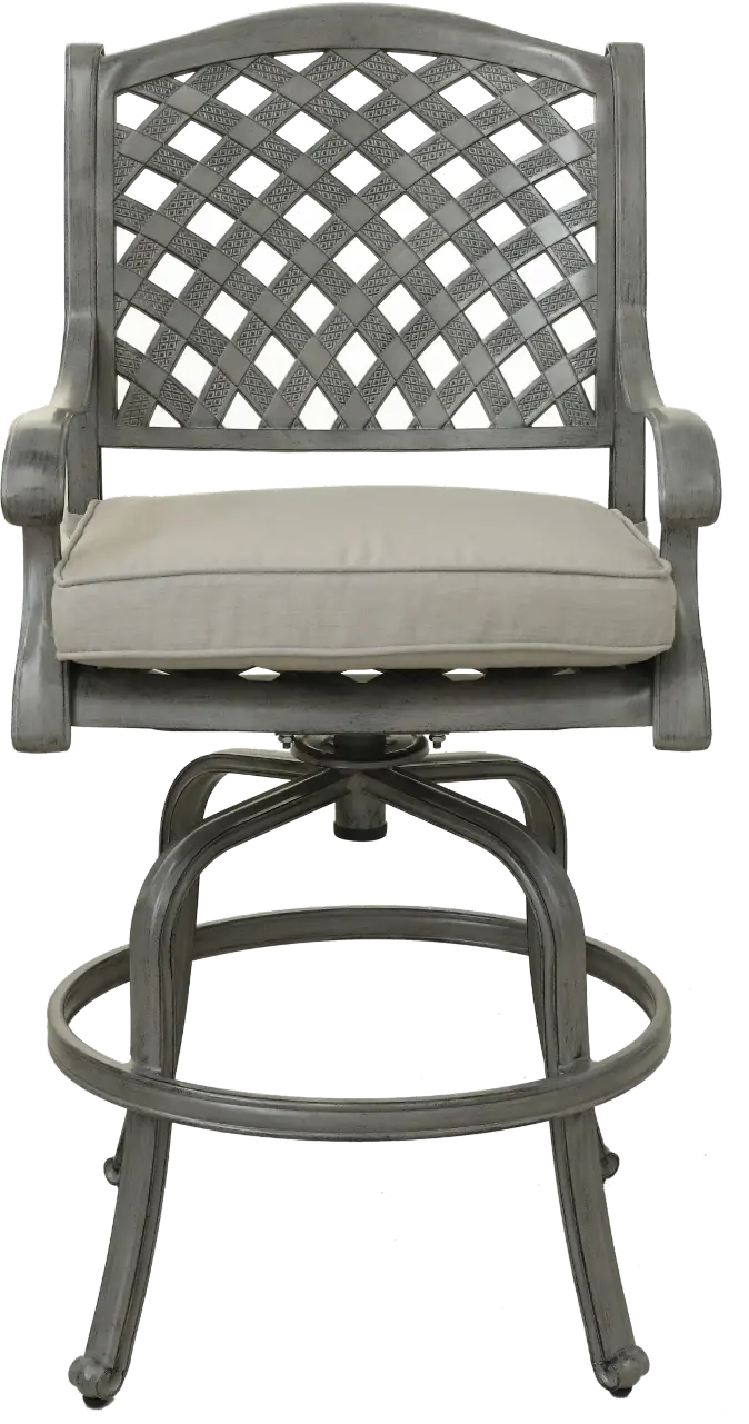 Macan Gray Metal Swivel Patio Counter Height Stool