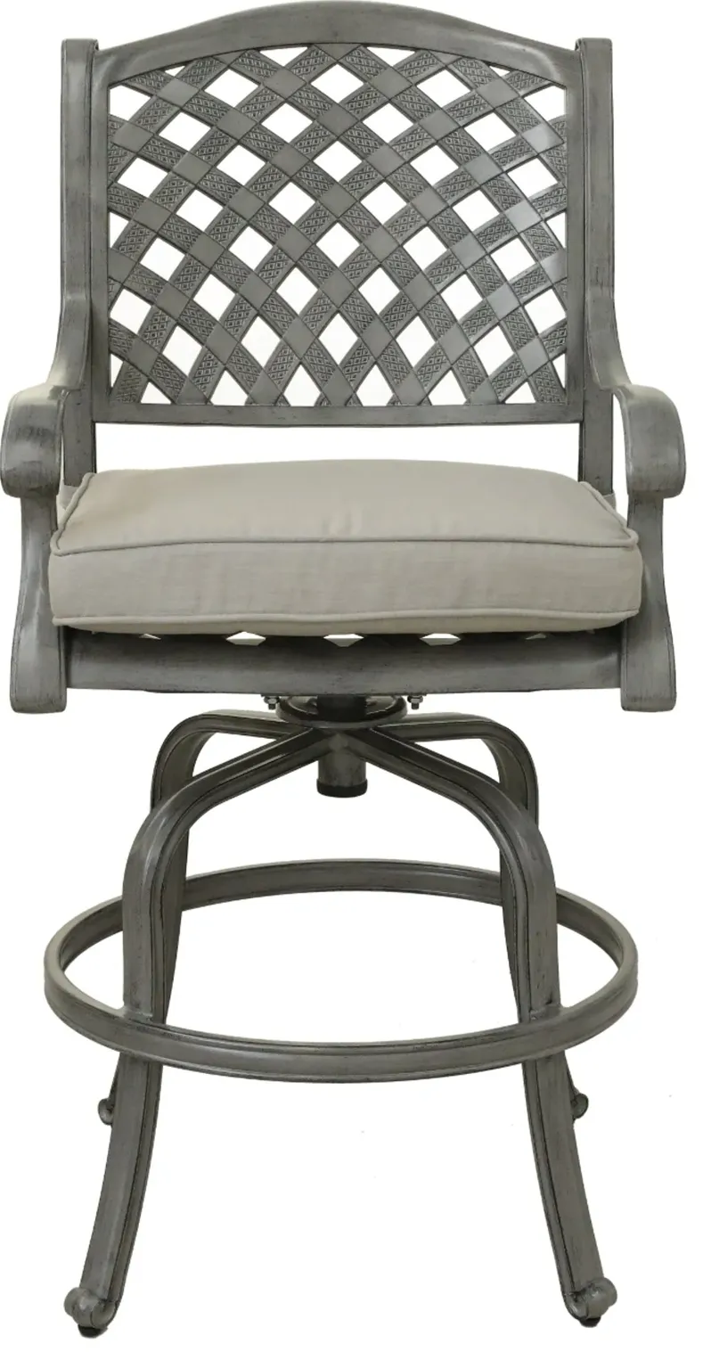 Macan Gray Metal Swivel Patio Counter Height Stool