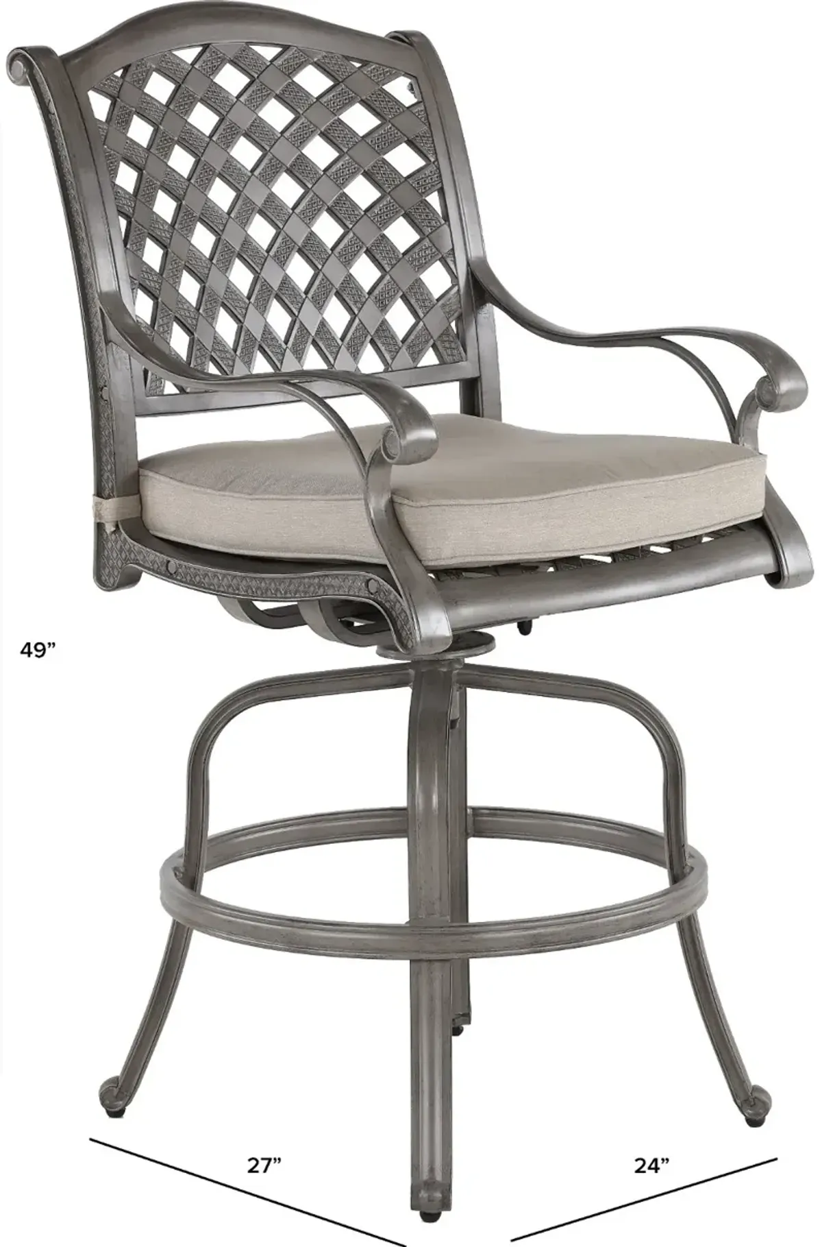 Macan Gray Metal Swivel Patio Counter Height Stool