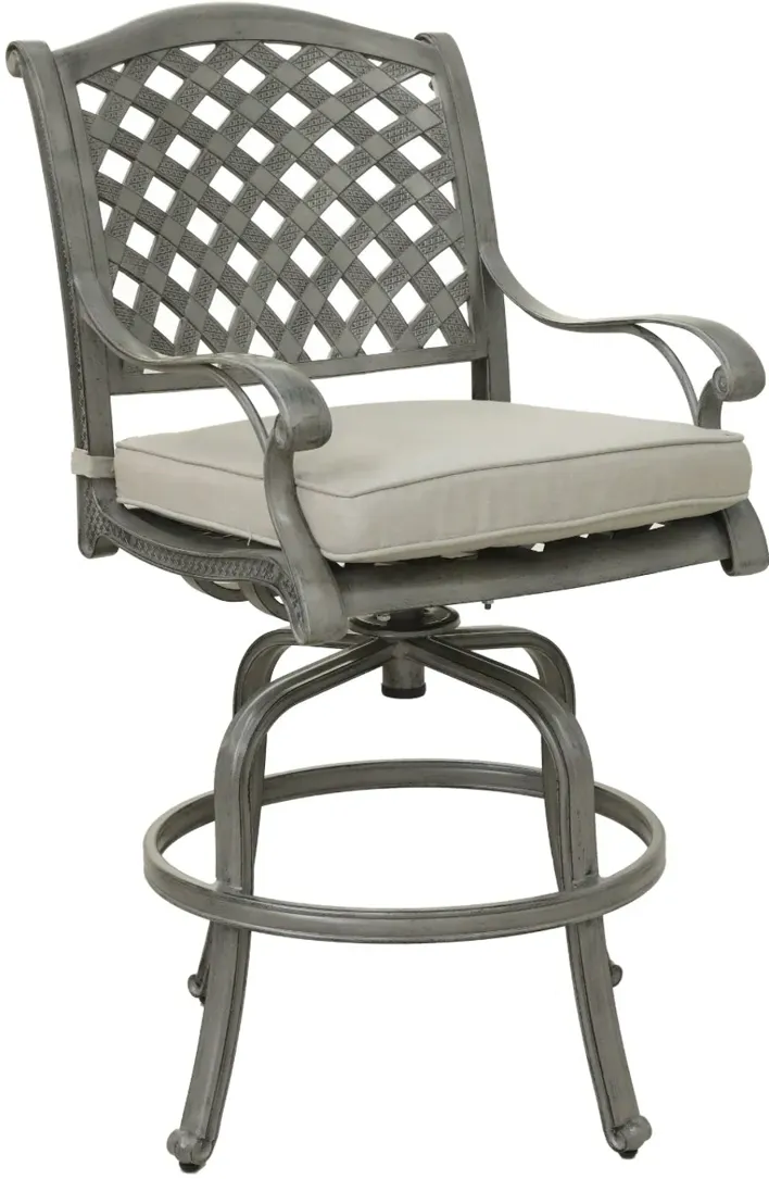 Macan Gray Metal Swivel Patio Counter Height Stool