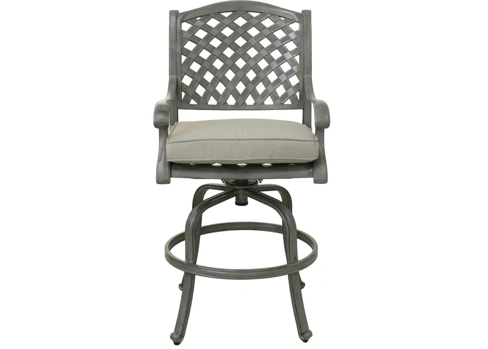 Macan Gray Metal Swivel Patio Counter Height Stool