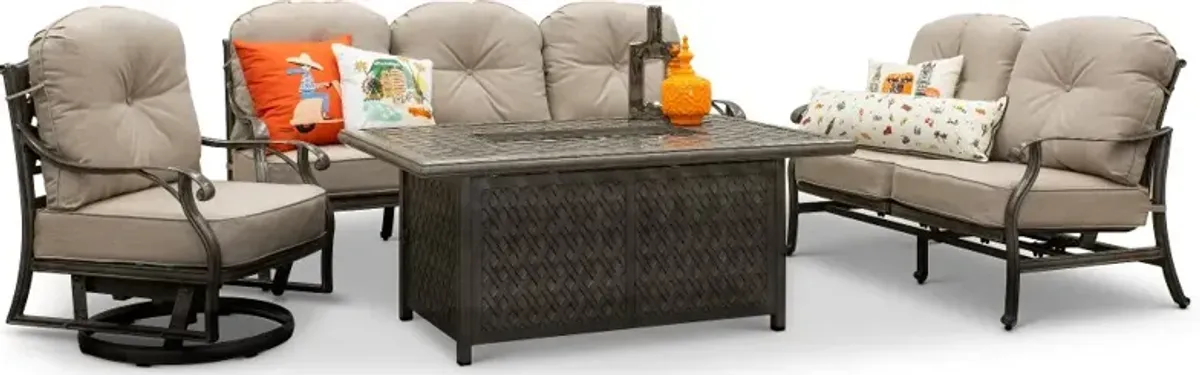 Macan Gray Metal Cast Patio Fire Pit Table