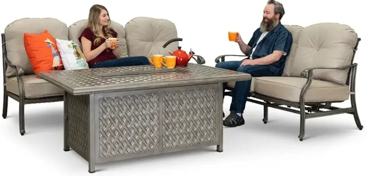 Macan Gray Metal Cast Patio Fire Pit Table